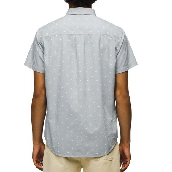 Prana NEW Tinline Shirt XXL Short Sleeve Quarry Cloud Slim Fit Organic Shirt - Picture 13 of 14